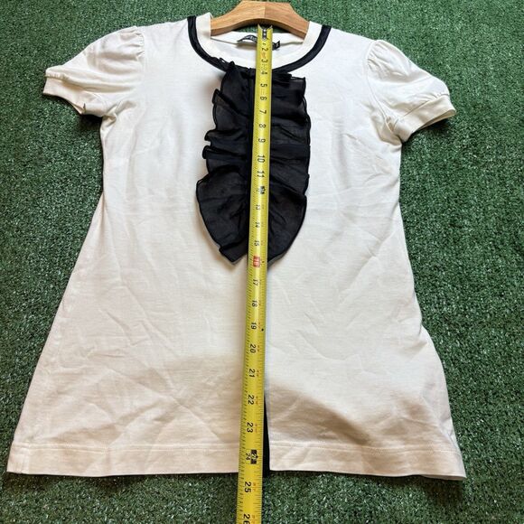Dolce & Gabbana Women's Short Sleeve Lace Trim Blouse White Ruffle Size 38 US XS - Picture 7 of 7